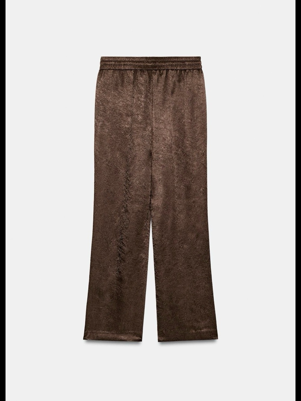 Zara NWT ❗️WRINKLE LOOK FLOWLY PANTS in Dark Brown VIRAL PANTS 🔥 - Picture 4 of 5